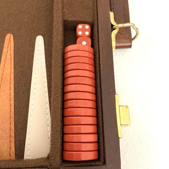 Backgammon Small Travel Compact Faux Leather Briefcase Suitcase - Picture 5 of 7